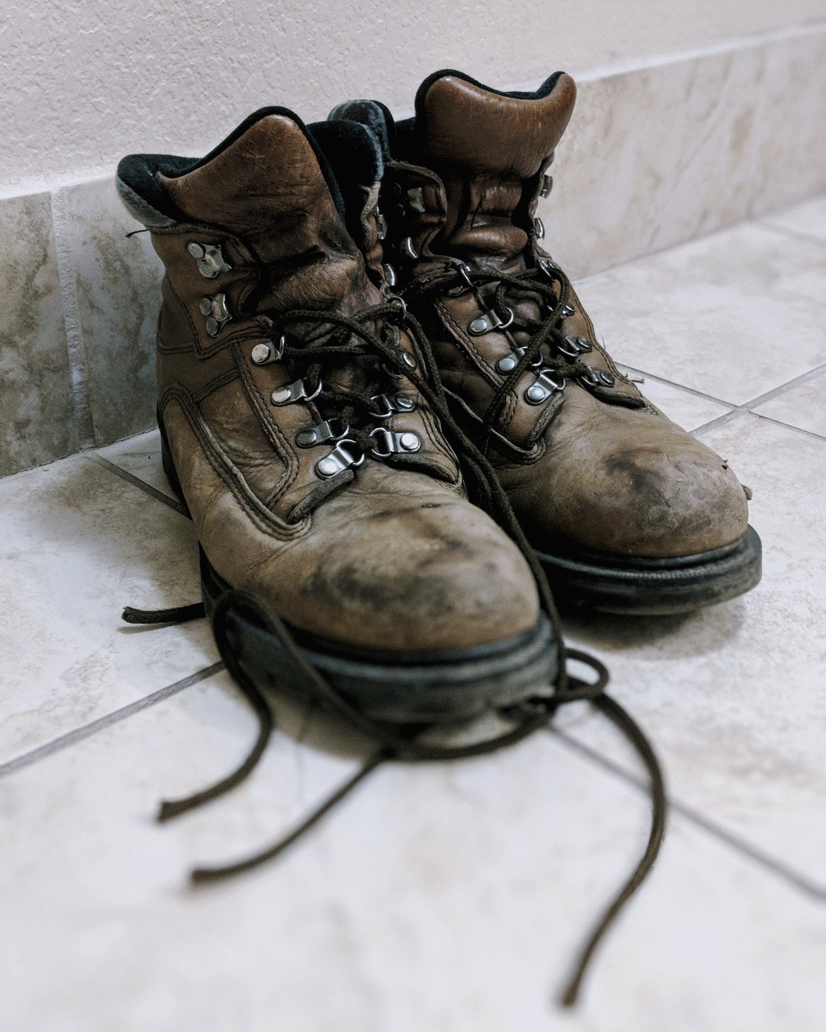 Worn field boots