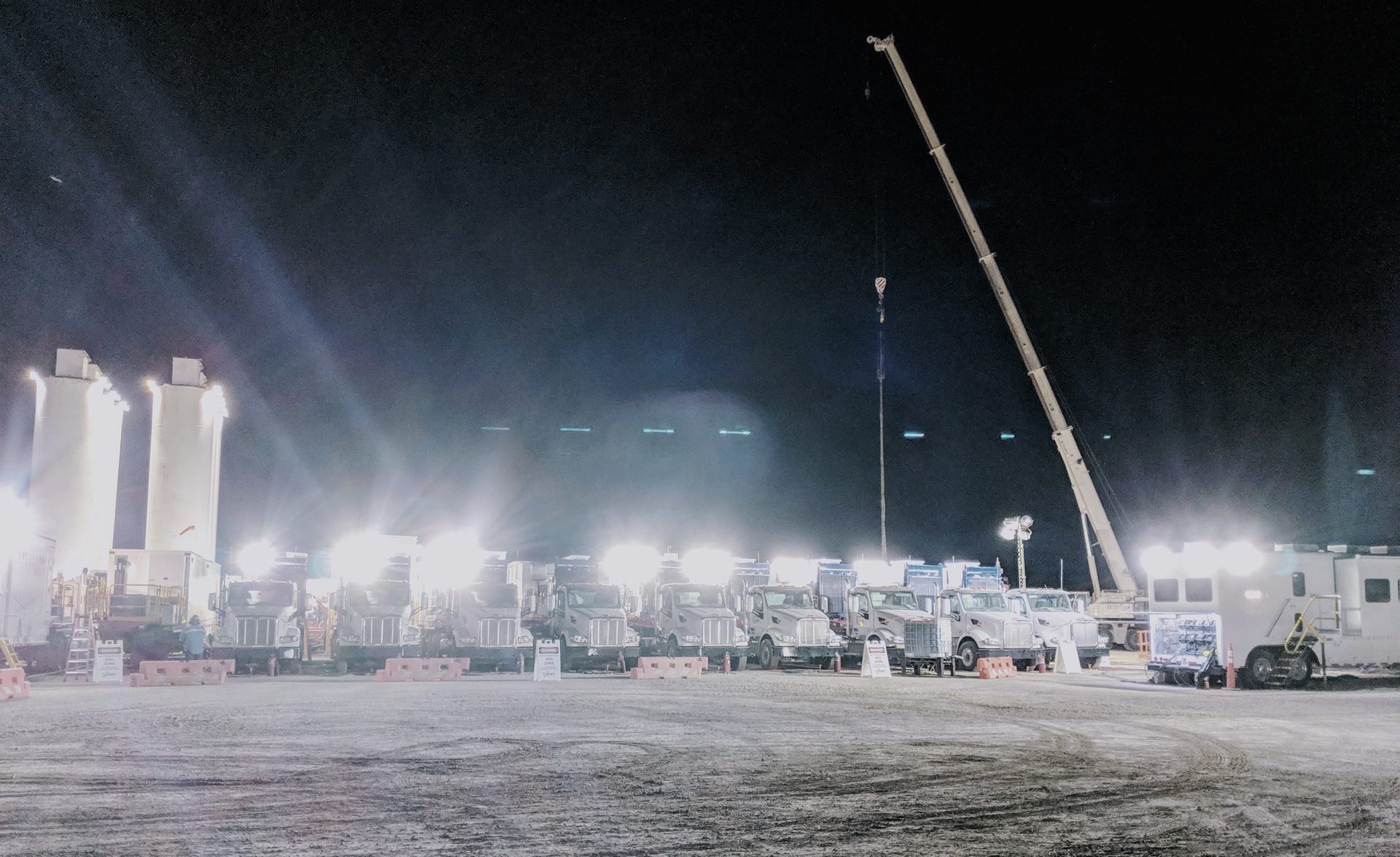 Frac fleet running at night